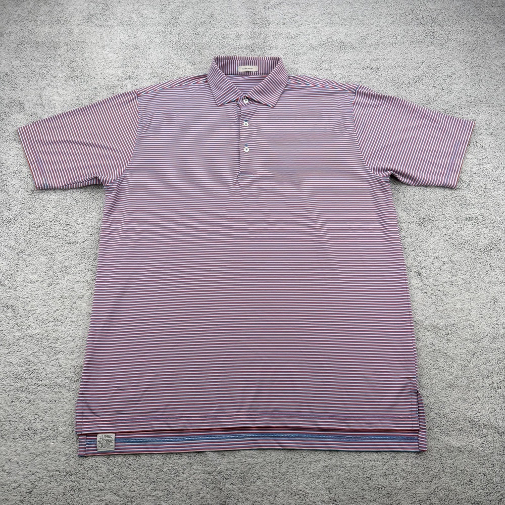 Oliver Ridley Polo Shirt Mens Large Red White Blue Stripe Patriotic American